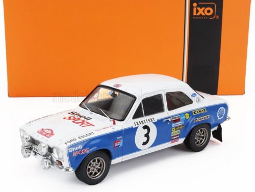 Ixo-Models - FORD ENGLAND ESCORT MKI RS 1600 (night version) N 3 RALLY MONTECARLO 1973 TIMO MAKINEN - HENRY LIDDON BLUE WHITE