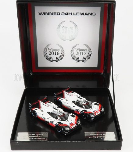 Ixo-Models - PORSCHE SET 2 CARS - 919 HYBRID 2.0L TURBO V4 TEAM PORSCHE N 2 WINNER 24h LE MANS 2017 T.BERNHARD - E.BAMBER - B.HARTLEY - N 1 24h LE MANS 2017 N.JANI - N.TANDY - A.LOTTERER WHITE RED BLACK