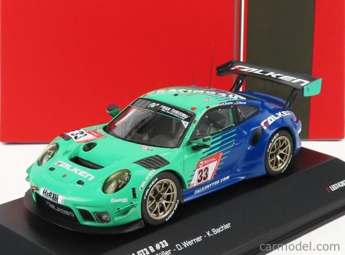 Ixo-Models - Porsche 911 991-2 Gt3 R Team Falken Motorsports N 33 24H Nurburgring 2020 K.Bachler - S.Muller - C.Engelhart - D.Werner Light Green Blue