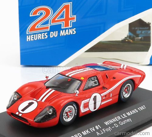 Ixo-Models - Ford Usa Gt40 Mkiv 7.0L V8 Team Shelby American Inc. N 1 Winner 24H Le Mans 1967 A.J.Foyt - D.Gurney Red White