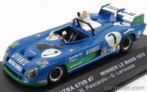 Ixo-Models - Matra Simca Ms670B 3.0L V12 Team Matra Sport N 7 Winner 24H Le Mans 1974 H.Pescarolo - G.Larrousse Bluette Green White