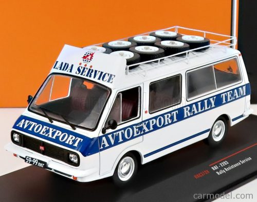 Ixo-Models - Raf 2203 Minibus Team Rally Lada Service Assistance Autoexport 1983 White Blue