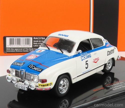 Ixo-Models - Saab 96 V4 N 5 Rally 1000 Lakes 1976 S.Lampinen - J.Markkanen White Blue