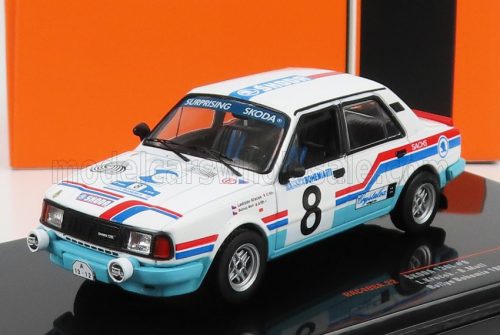 Ixo-Models - SKODA 130L TEAM UAMK SKODA MLADA BOLESLAV N 8 RALLY BOHEMIA 1988 L.KRECEK - B.MOTL WHITE LIGHT BLUE