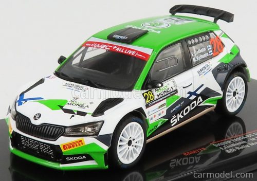 Ixo-Models - Skoda Fabia R5 Evo N 28 Rally Monza 2020 E.Lindholm - M.Korhonen White Green Black