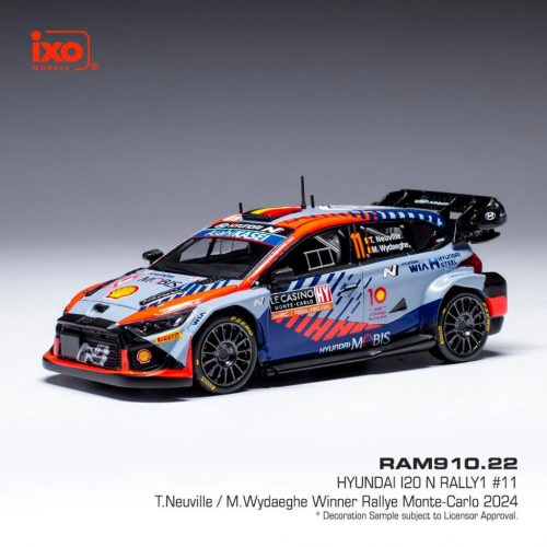 Ixo-Models - 1:43 Hyundai i20 N Rally1 Hybrid Hyundai Shell Mobis WRT #11 Thierry Neuville, Martijn Wydaeghe, Rallye Monte Carlo 2024 - IXO