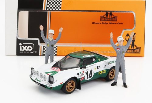 Ixo-Models - LANCIA STRATOS HF N 14 WINNER RALLY MONTECARLO 1975 WITH FIGURES S.MUNARI - M.MANNUCCI WHITE GREEN RED