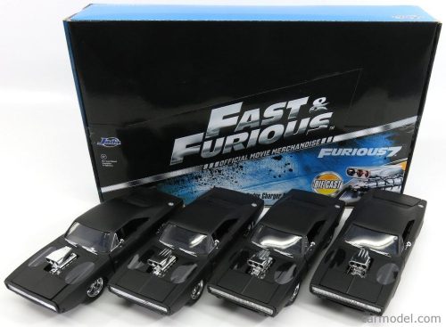 Jada - Dodge Set 4X Dom'S Dodge Charger R/T 1970 - Fast & Furious 7 Matt Black