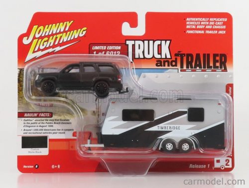 Johnny Lightning - Cadillac Escalade With Trailer Roulotte 2005 Black White