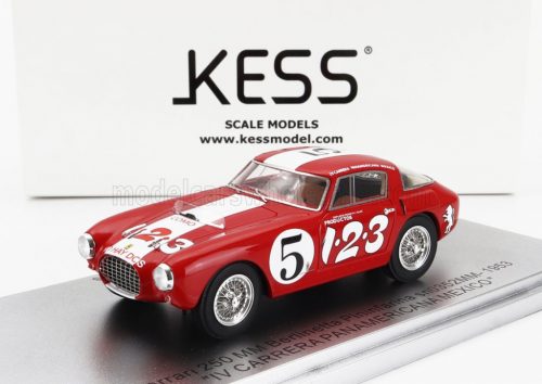 Kess Models - FERRARI 250MM sn0352MM BERLINETTA PININFARINA N 5 IV CARRERA PANAMERICANA MEXICO 1953 R.ECHEVERRIA - P.VILLEGAS RED WHITE