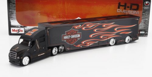 Maisto - TRUCK H-D HAULERS TRUCK HARLEY DAVIDSON CAR TRANSPORTER 2021 MATT BLACK