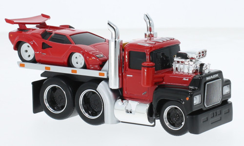 Maisto - Mack R685ST Flatbed, rot/schwarz, 1980, 1:64