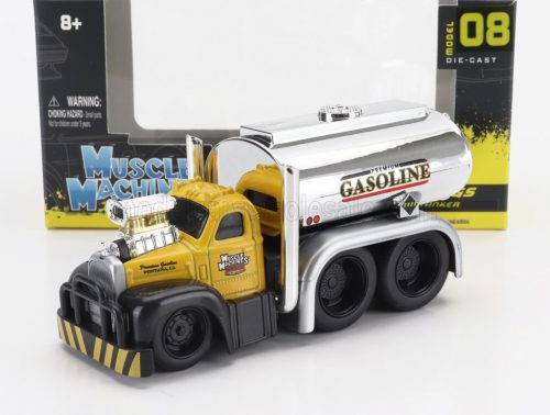 Maisto - MACK B-61 TANKER TRUCK GASOLINE 3-ASSI CUSTOM 1953 YELLOW SILVER