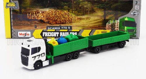 Maisto - SCANIA S770 V8 TRUCK WITH GRUE 2021 WHITE GREEN