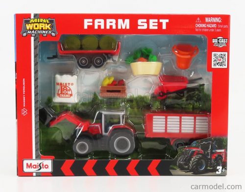 Maisto - Massey Ferguson Farm Set 8S.285 Tractor With Accessories 2018 Red Grey