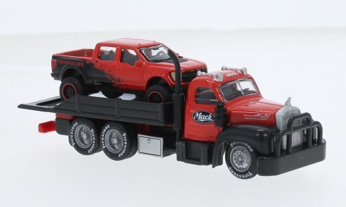 Maisto - Mack B-61 Flatbed, rot, 1953, 1:64