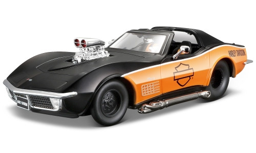 Maisto - Chevrolet Corvette, schwarz/orange, 1970, Harley-Davidson, 1:24