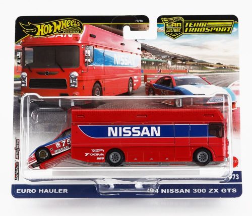 Mattel Hot Wheels - TRUCK EURO HAULER TRUCK CAR TRANSPORTER WITH NISSAN 300 ZX GTS 1994 RED