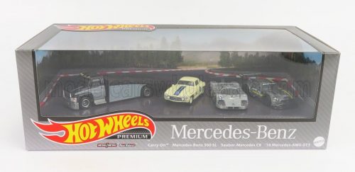 Mattel Hot Wheels - MERCEDES BENZ SET 4X - TRUCK CAR TRANSPORTER - CARRO ATTREZZI - WRECKER ROAD SERVICE - C9 SAUBER N 63 - 300SL - AMG GT3 2019 VARIOUS