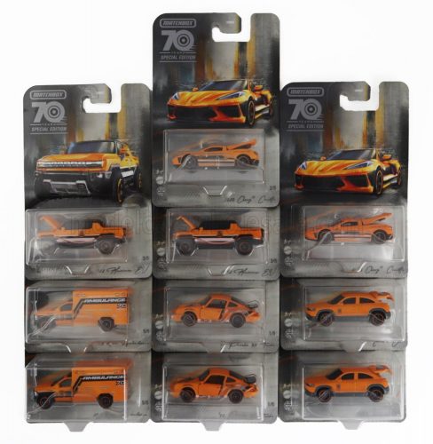 Mattel Hot Wheels - FIAT SET ASSORTMENT 10 PIECES - 70 YEARS EDITION ORANGE