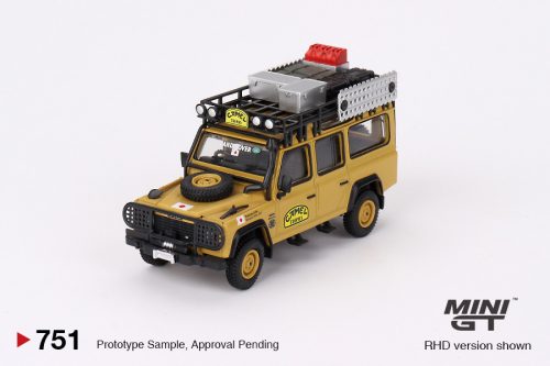 Minigt - 1:64 Land Rover Defender 110 Camel Trophy Amazon Team Japan 1989 Yellow (RHD) - MINI GT