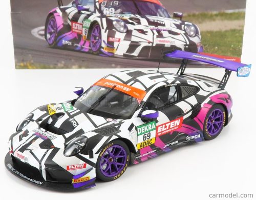 Minichamps - Porsche 911 991 Gt3 R Team Iron Force Racing N 69 Gt Masters 2019 J.E.Slooten - L.Luhr White Black Purple