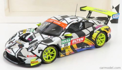 Minichamps - Porsche 911 991-2 Gt3-R Iron Force By Ring Police Team N 69 Adac Gt Masters 2019 L.Luhr - M.Holzer White Black Yellow