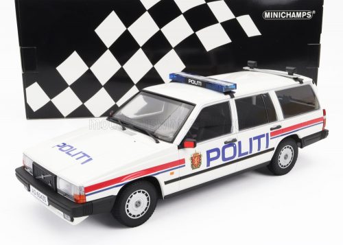 Minichamps - VOLVO 740GL BREAK SW STATION WAGON POLITI NORWAY 1986 WHITE RED