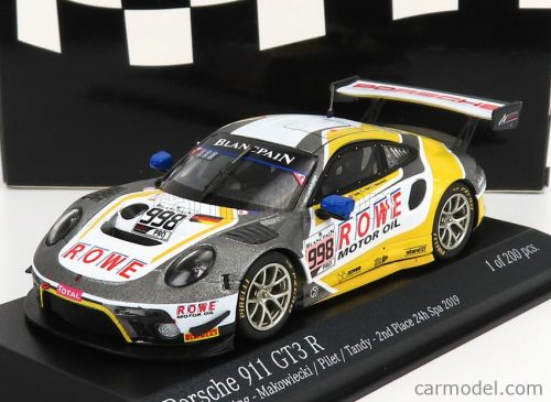 Minichamps - Porsche 911 991-2 Gt3 R Team Rowe Racing N 998 2Nd 24H Spa 2019 F.Makowiecki - P.Pilet - N.Tandy Grey White Yellow