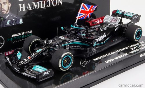 Minichamps - Mercedes Gp F1 W12 Mercedes M12 Eq Power+ Team Amg Petronas Motorsport Formula One N 44 Winner British Silverstone Gp With Flag 2021 Lewis Hamilton Black Green