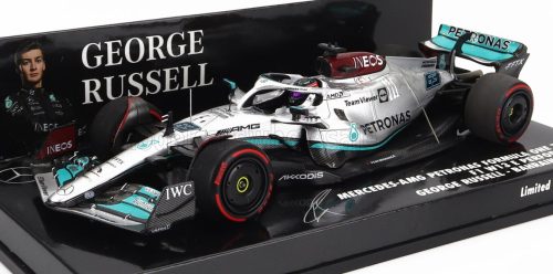 Minichamps - MERCEDES GP F1 W13E TEAM MERCEDES-AMG PETRONAS F1 N 63 4th BAHRAIN GP 2022 GEORGE RUSSEL SILVER GREEN