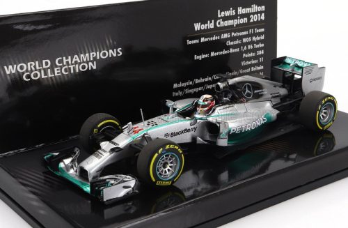 Minichamps - MERCEDES GP F1  MGPW05 HYBRID TEAM AMG PETRONAS N 44 WORLD CHAMPION SEASON 2014 LEWIS HAMILTON SILVER GREEN