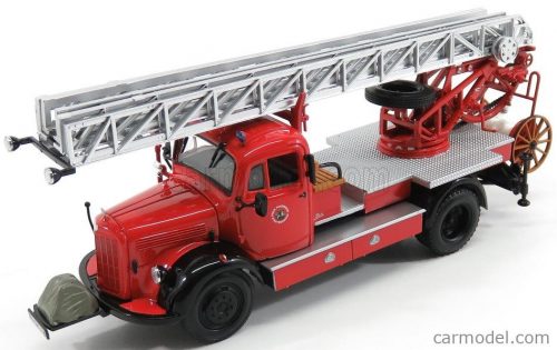 Minichamps - Mercedes Benz L3500 Dl17 Truck Scala Feuerwehr Bensheim 1950 Red Silver