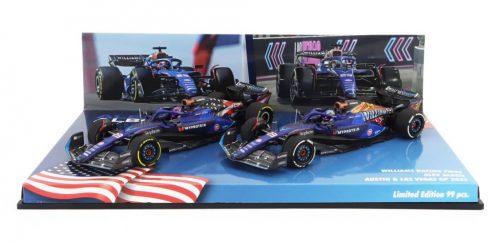 Minichamps - WILLIAMS SET 2X F1  FW45 TEAM WILLIAMS RACING GULF N 23 LAS VEGAS USA GP 2023 + N 23 AUSTIN USA GP 2023 ALEXANDER ALBON BLUE BLACK