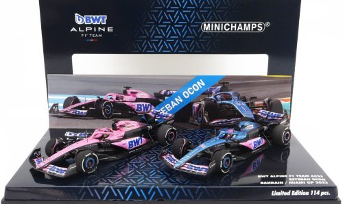 Minichamps - RENAULT SET 2X F1  A523 TEAM BWT ALPINE N 31 8th MIAMI GP 2023 + N 31 BAHRAIN GP 2023 ESTEBAN OCON BLUE BLACK PINK