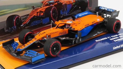 Minichamps - Mclaren F1 Mcl35L Mercedes M12 Eq Power+ Team Mclaren N 3 7Th Bahrain Gp 2021 Daniel Ricciardo Orange Blue