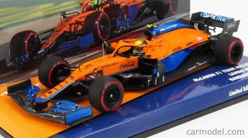 Minichamps - Mclaren F1 Mcl35L Mercedes M12 Eq Power+ Team Mclaren N 4 4Th Bahrain Gp 2021 Lando Norris Orange Blue