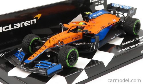 Minichamps - Mclaren F1 Mcl35L Mercedes M12 Eq Power+ Team Mclaren N 4 3Rd Emilia Romagna Italy Gp 2021 Lando Norris Orange Light Blue