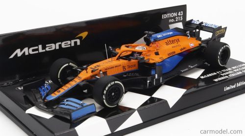 Minichamps - Mclaren F1  Mcl35L Mercedes M12 Eq Power+ Team Mclaren N 3 Winner Italy Gp 2021 Daniel Ricciardo Orange Light Blue