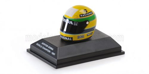 Minichamps - BELL HELMET F1  CASCO HELMET MP4/6 HONDA N 1 WORLD CHAMPION SEASON 1991 AYRTON SENNA YELLOW GREEN