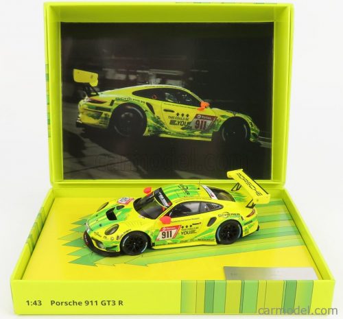 Minichamps - Porsche 911 991-2 Gt3 R Team Manthey Racing N 911 2Nd 24H Nurburgring 2019 E.Bamber - M.Christensen - K.Estre Yellow Green