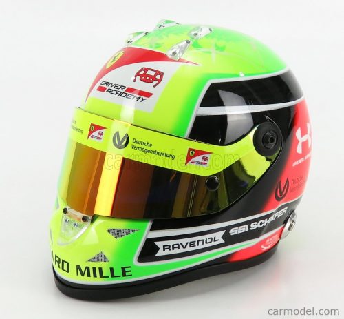 Mini Helmet - Schuberth Helmet F2 Casco Helmet Dallara Team Prema Racing N 20 Season Mick Schumacher 2020 F2 World Champion Yellow Green Red Black