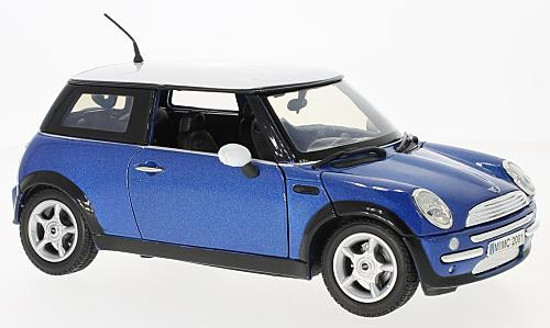 Motor-Max - Mini Cooper, blau/weiss, 1:18