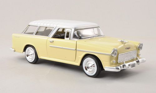 Motor-Max - Chevrolet Bel Air Nomad, hellgelb/weiss, 1955, 1:24