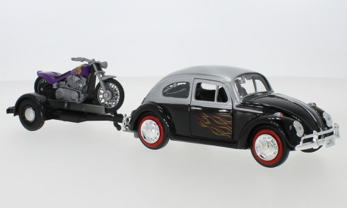 Motor-Max - VW Käfer, schwarz/silber, 1966, 1:24