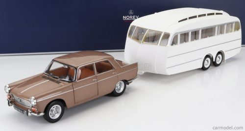 Norev - Peugeot 404 With Caravan Roulotte Henon 1965 Brown Met