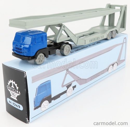 Officina-942 - Fiat 682 T2 Truck Bisarca Car Transporter 1955 Blue Silver