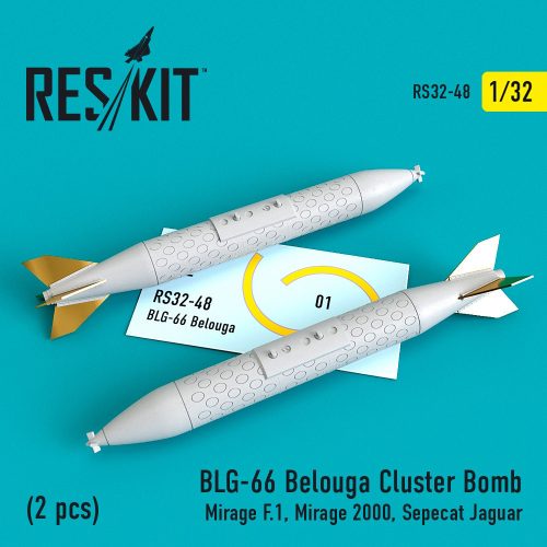 Reskit - BLG-66 Belouga cluster bombs (2 pcs) (Mirage F.1, Mirage 2000, Sepecat Jaguar) (1/32)