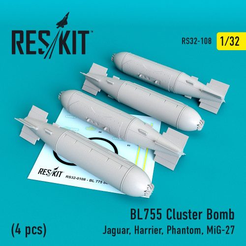 Reskit - BL755 Cluster bombs (4 pcs) (Jaguar, Harrier, Phantom, MiG-27) (1/32)