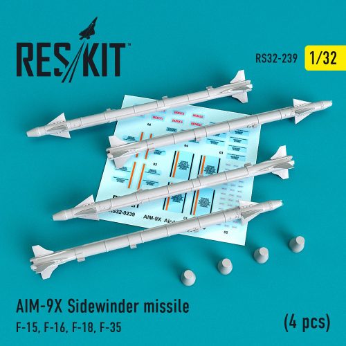 Reskit - AIM-9X Sidewinder missiles (4 pcs) (F-15, F-16, F-18, F-35) (1/32)